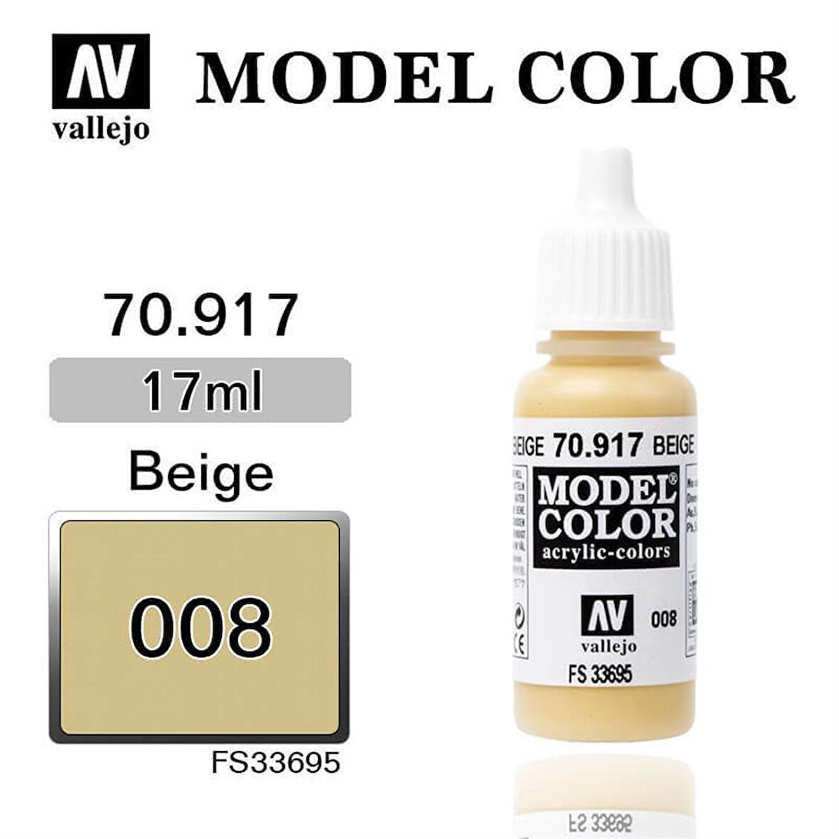 Vallejo 70917 18 ml. (8) Beige-Matt, Model Color Serisi Model Boyası