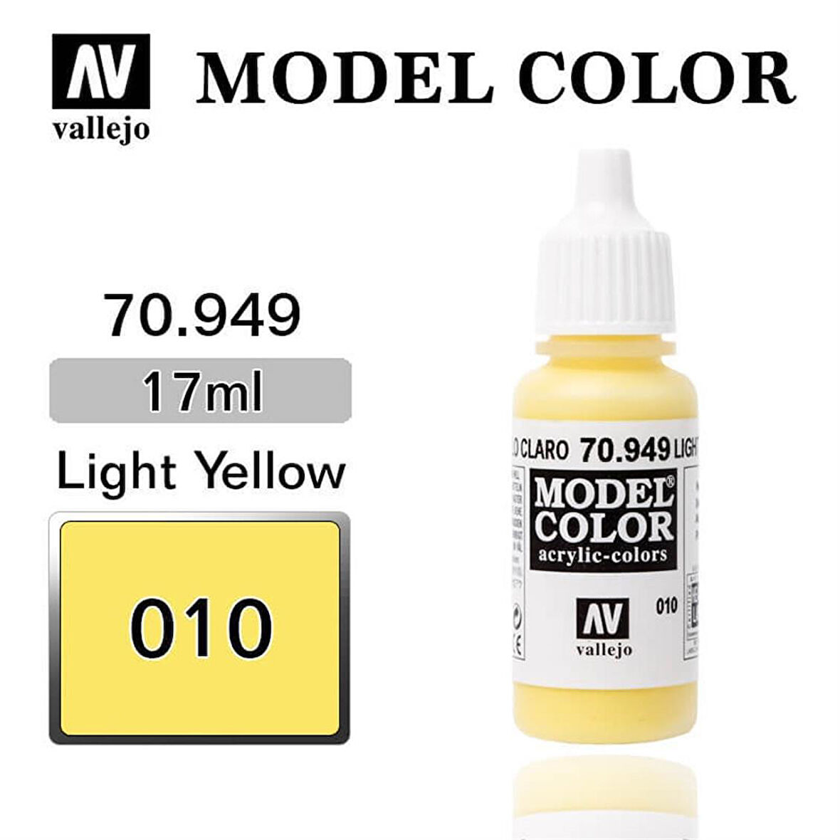 Vallejo 70949 18 ml. (10) Light Yellow-Matt, Model Color Serisi Model Boyası