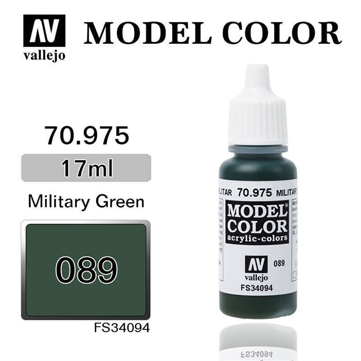 Vallejo 70975 18 ml. (89) Military Green-Matt, Model Color Serisi Model Boyası
