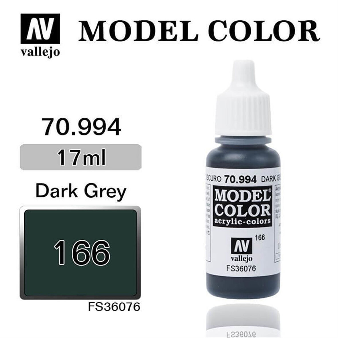 Vallejo 70994 18 ml. (166) Dark Grey-Matt, Model Color Serisi Model Boyası