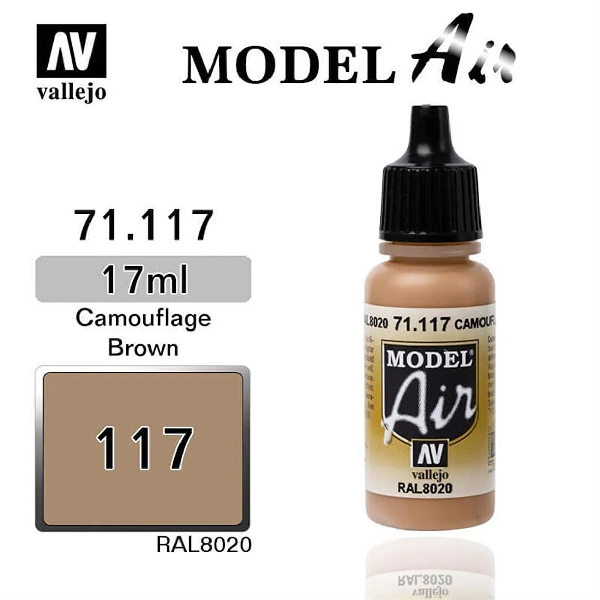 Vallejo 71117 18 ml. Camouflage Brown, Model Air Serisi Model Boyası