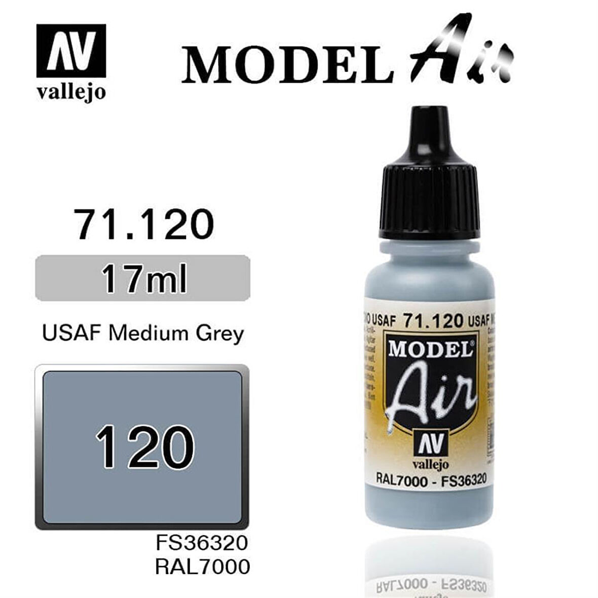 Vallejo 71120 18 ml. Dark Ghost Gray, Model Air Serisi Model Boyası