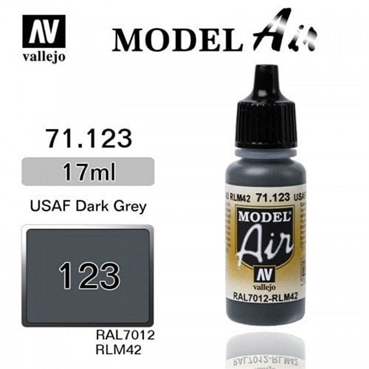 Vallejo 71123 18 ml. Dark Grey RLM42, Model Air Serisi Model Boyası