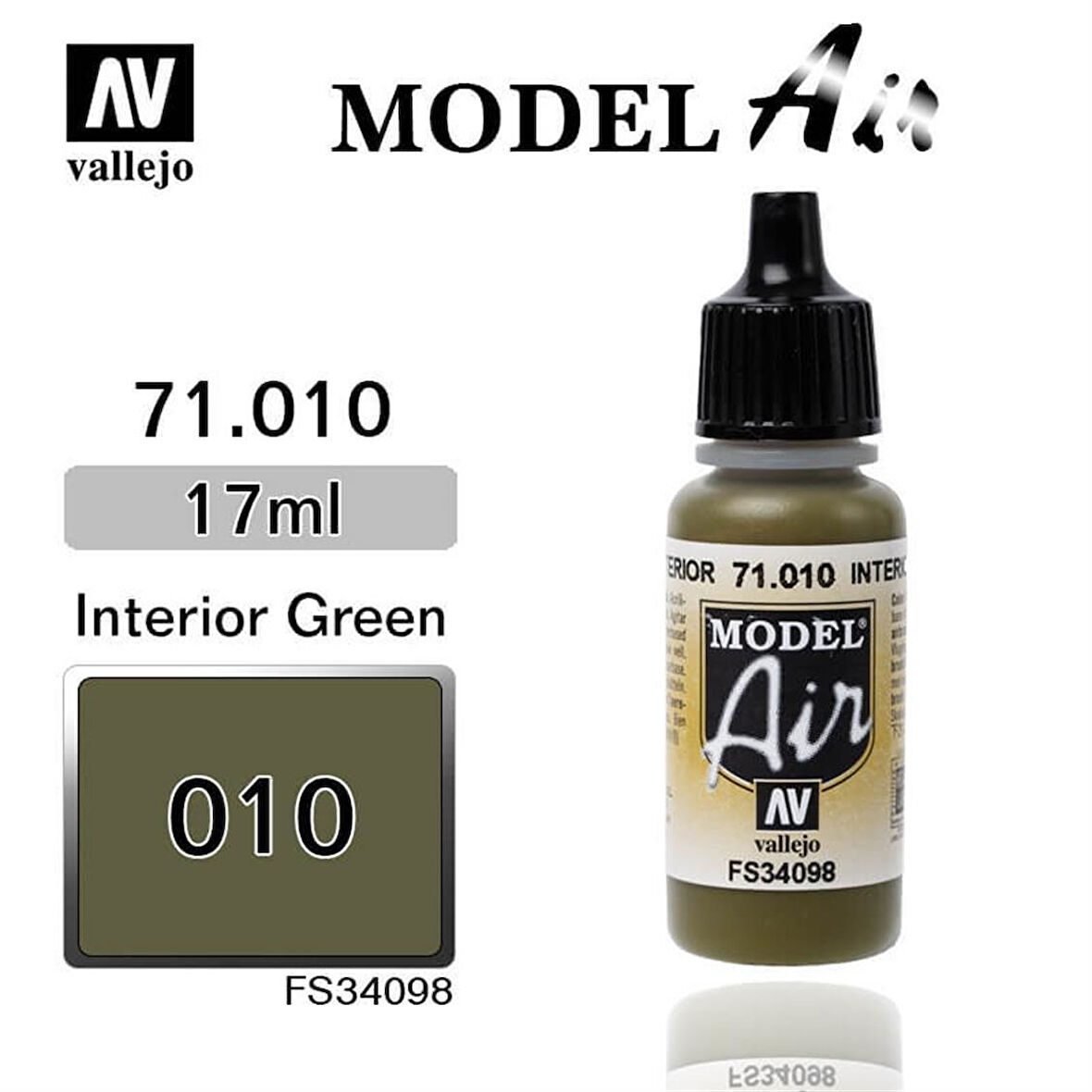 Vallejo 71010 18 ml. Interior Green, Model Air Serisi Model Boyası