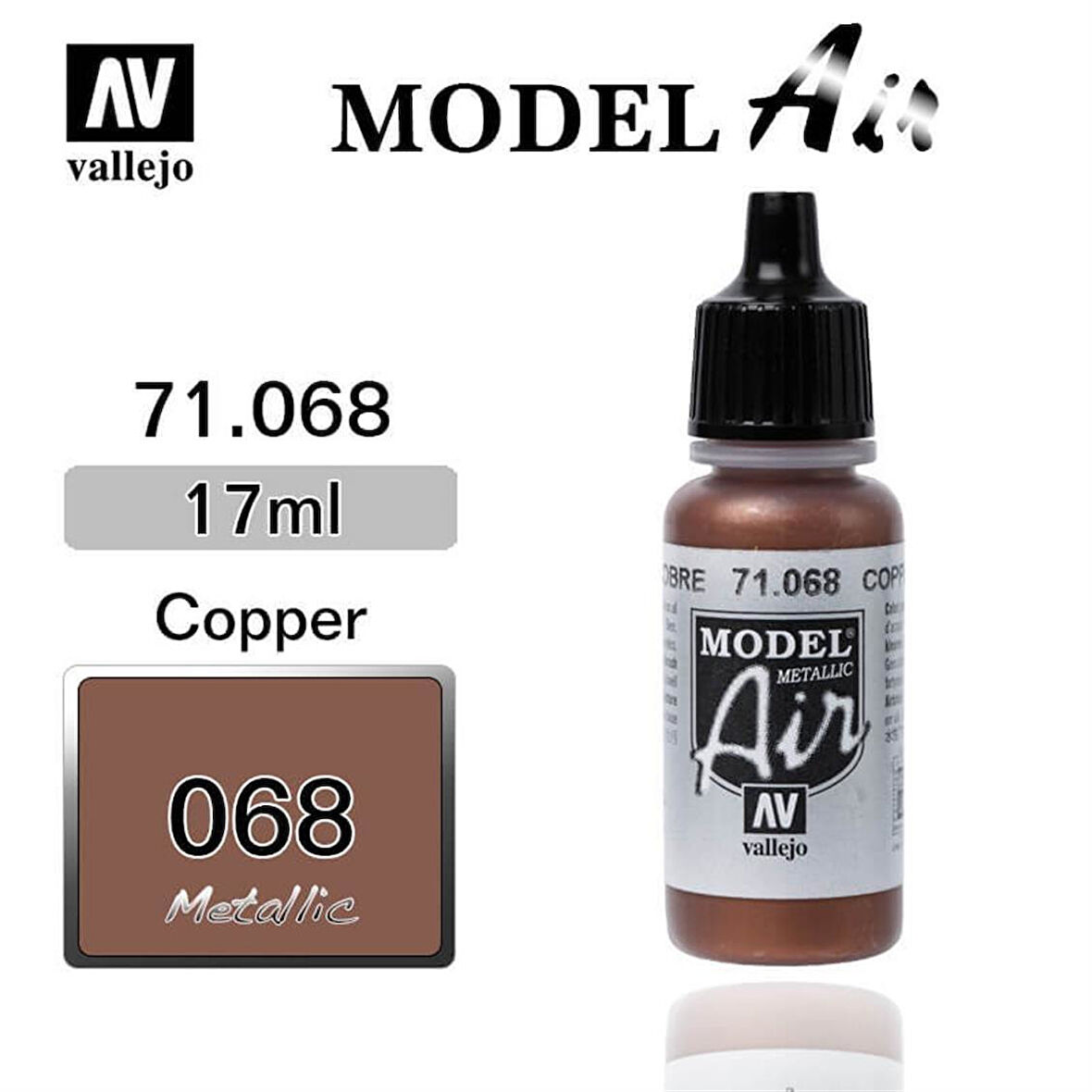 Vallejo 71068 18 ml. Copper, Model Air Serisi Model Boyası