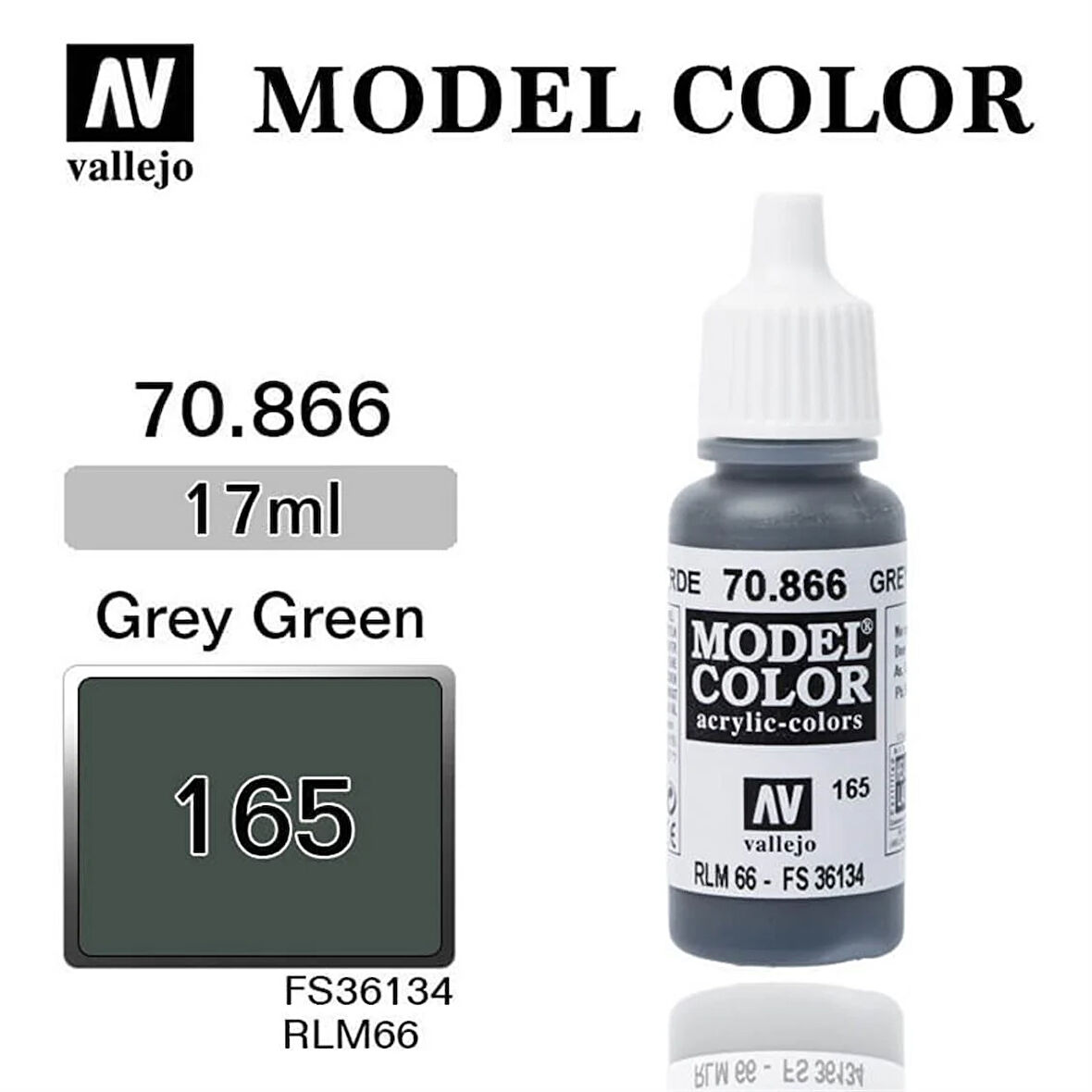 Vallejo 70866 18 ml. (165) Grey Green-Matt, Model Color Serisi Model Boyası