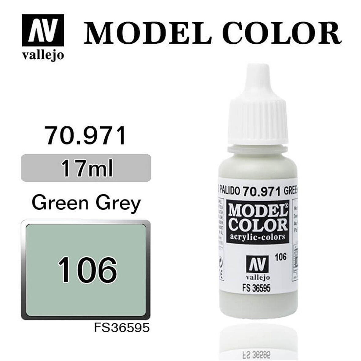 Vallejo 70971 18 ml. (106) Green Grey-Matt, Model Color Serisi Model Boyası