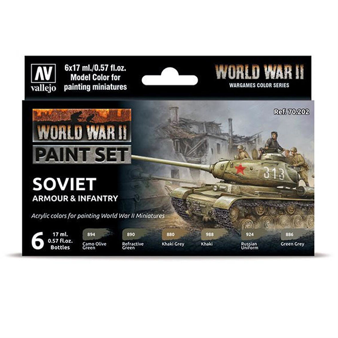 Vallejo 70202 6x18 ml. Soviet Armour & Infantry , Model Color Serisi Model Boyası Seti