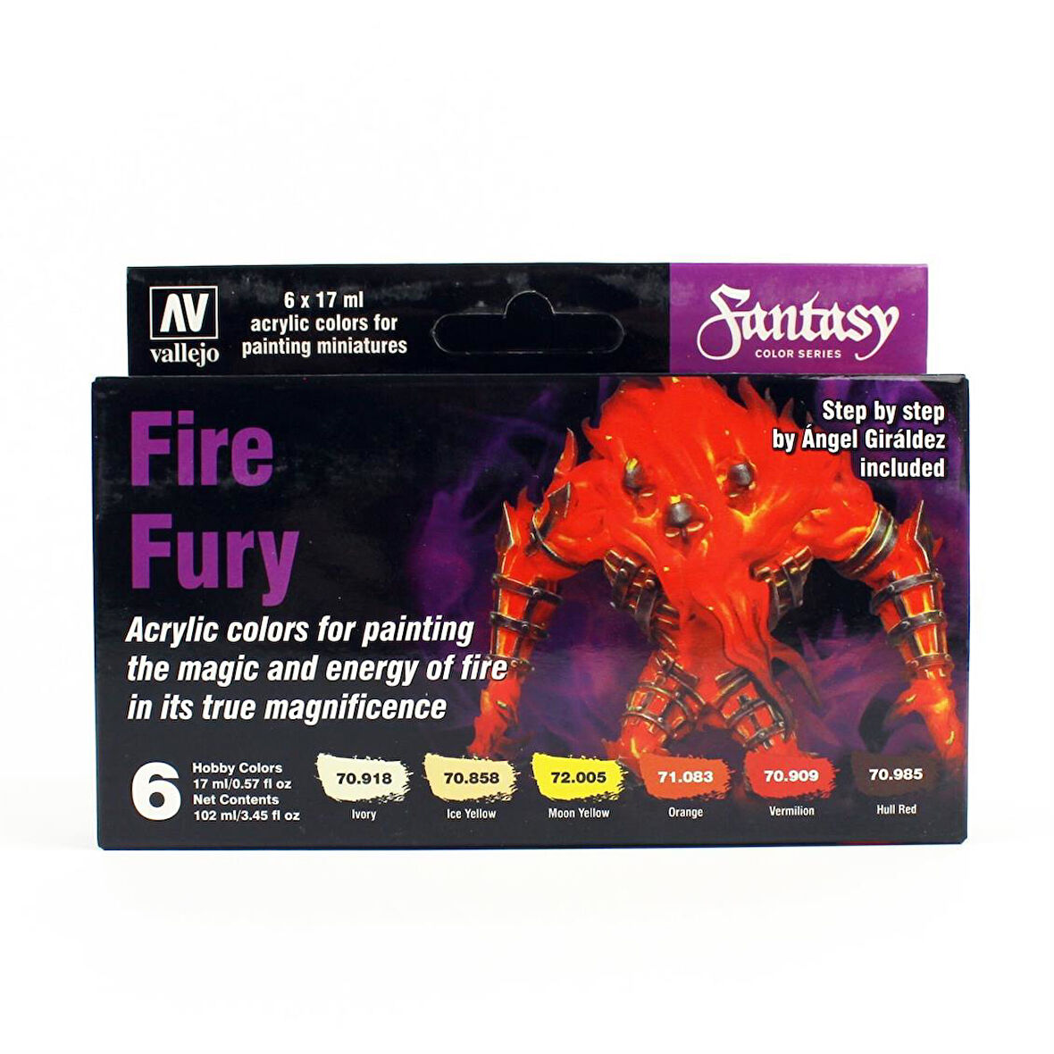 Vallejo 70243 6x18 ml. Fire Fury by Angel Giraldez, Model Color Serisi Model Boyası Seti