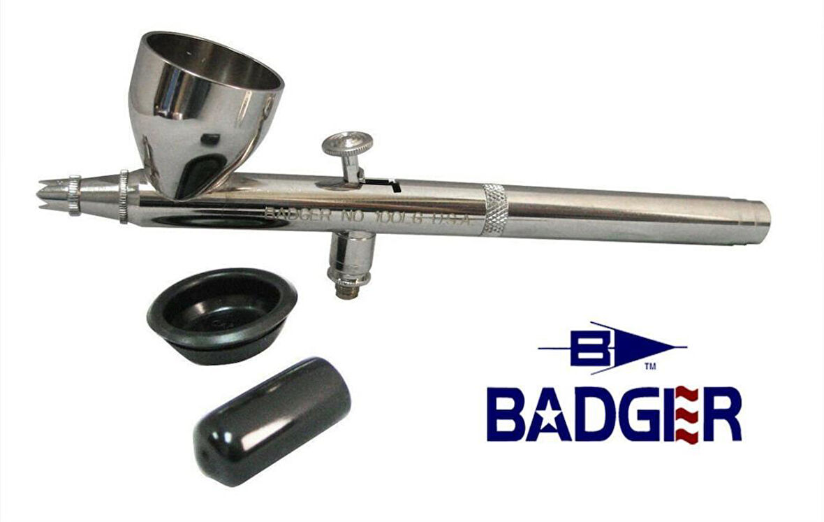 Badger 100-5 Üstten Besleme, İnce Nozul, 4.75 ml. Büyük Hazneli, Çift Tetikli Boya Tabancası