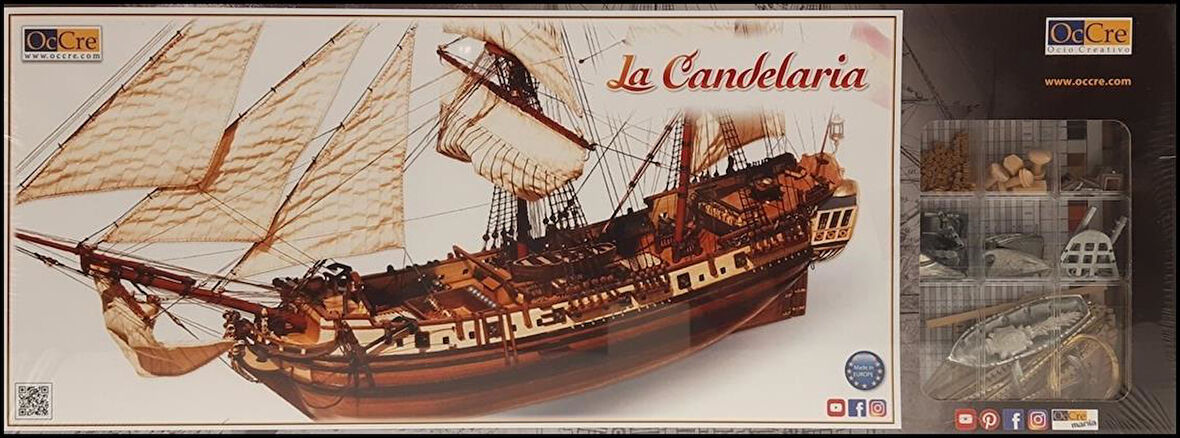 Occre 13000 1/85 Ölçek, La Candelaria, 70 cm. Yelkenli Akdeniz Bomba Gemisi, Ahşap Model Kiti