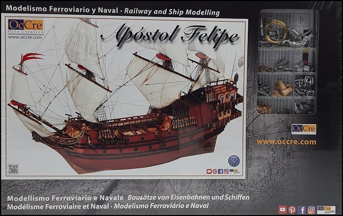 Occre 14000 1/60 Ölçek, Apostol Felipe, 79 cm. Yelkenli İspanyol Hazine Kalyonu, Ahşap Model Kiti