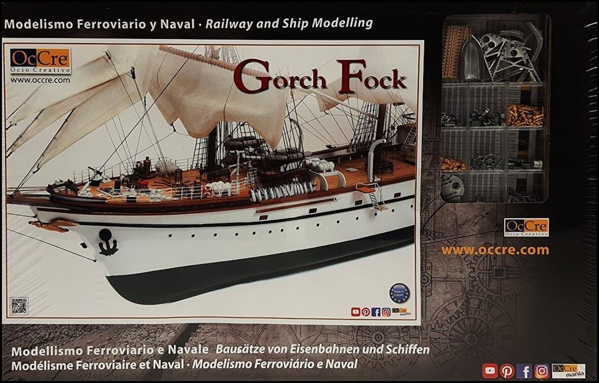 Occre 15003 1/95 Ölçek, Gorch Fock, 95 cm. Yelkenli Alman Askeri Eğitim Teknesi, Ahşap Model Kiti
