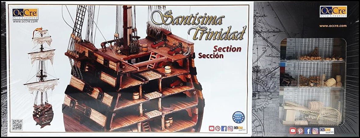Occre 16800 1/90 Ölçek, Santisima Trinidad, 42 cm. Enine Gemi Gövdesi Kesiti, Ahşap Model Kiti