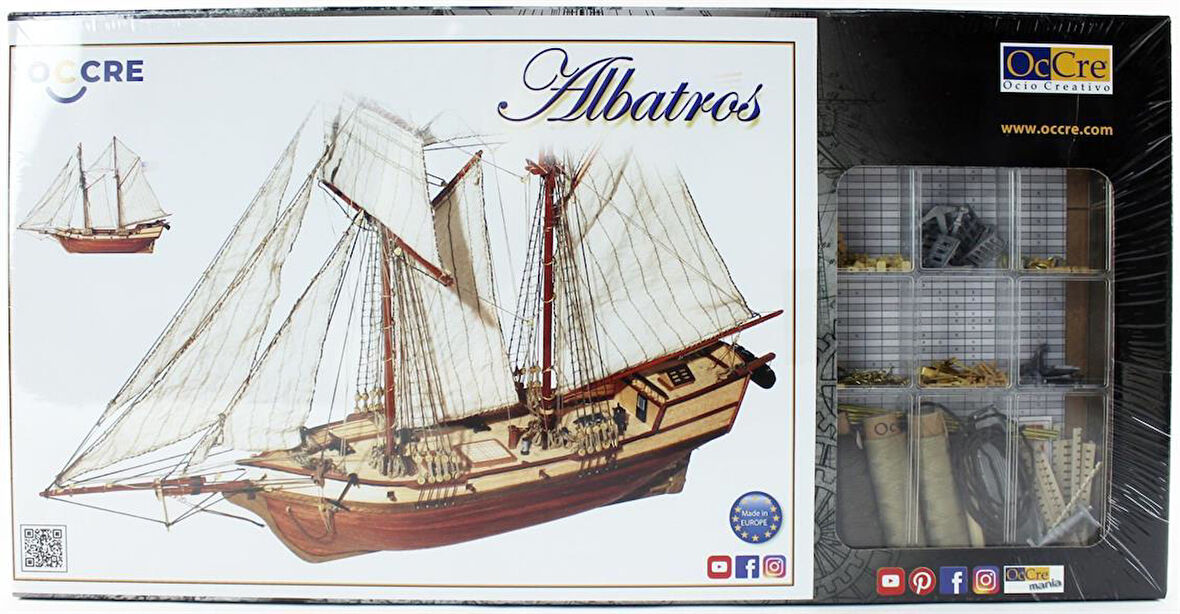 Occre 12500 1/100 Ölçek, Albatros, 57 cm. Yelkenli Sahil Muhafaza Gemisi, Ahşap Model Kiti