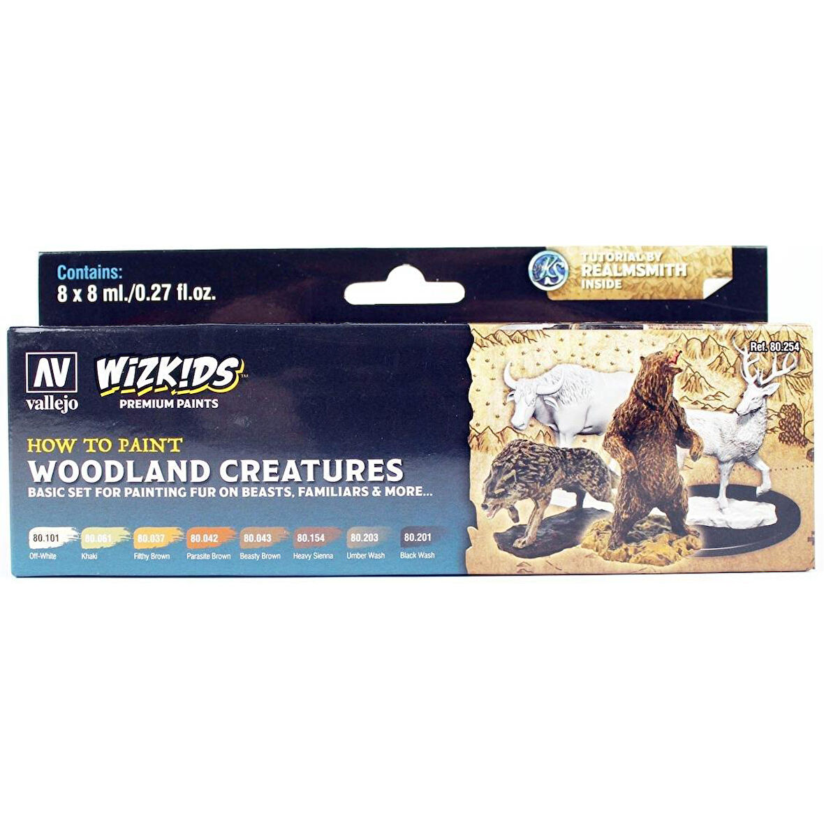 Vallejo 80254 8x8 ml. Woodland creatures, Wizkits Serisi Model Boyası Seti