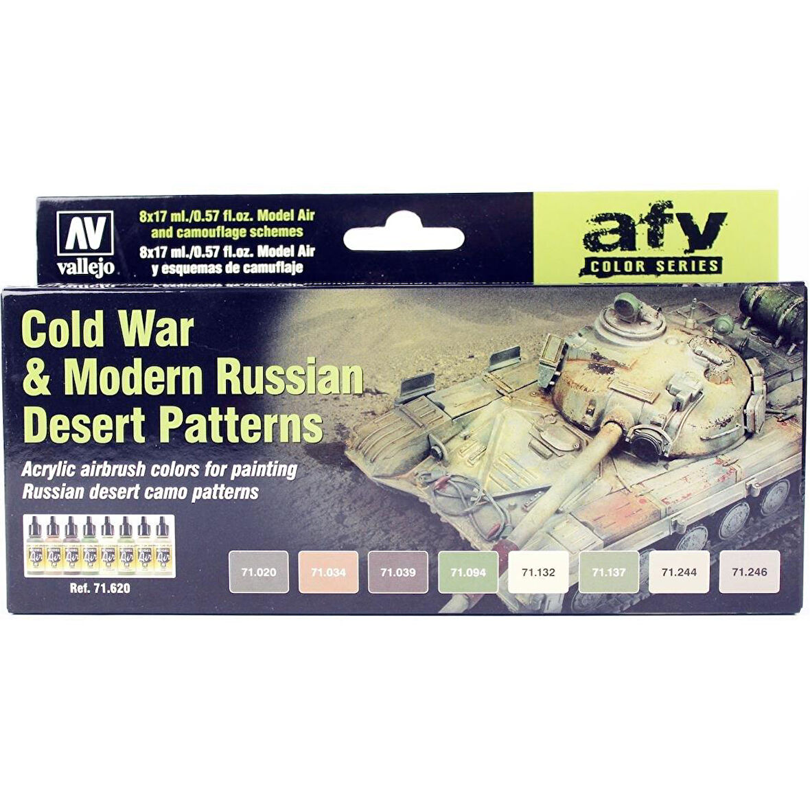 Vallejo 71620 8x18 ml. Cold War & Modern Russian Desert Patterns, Model Air Serisi Model Boyası Seti