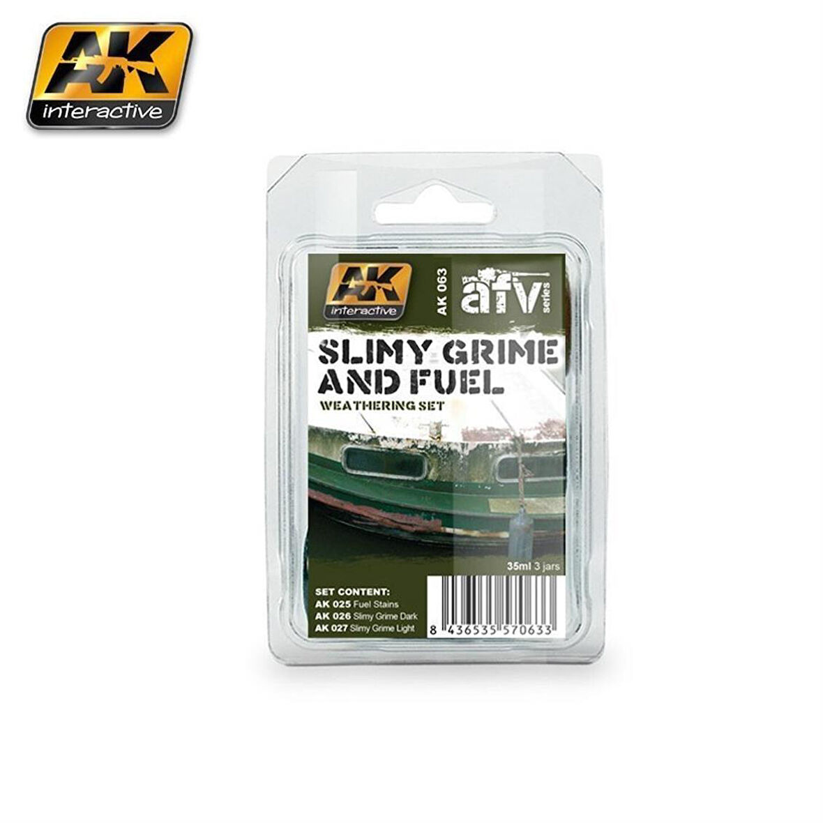 AK 063 3x35 ml. Yosun ve Yakıt Efekti, Enamel Model Boyası Seti