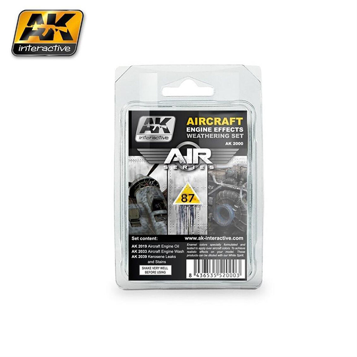 AK 2000 3x35 ml. Uçak Motoru Eskitme Efekti, Enamel Model Boyası Seti