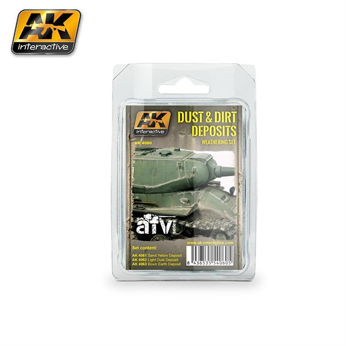 AK 4060 3x35 ml. Toz ve Kir Tortuları Eskitme Efekti, Enamel Model Boyası Seti