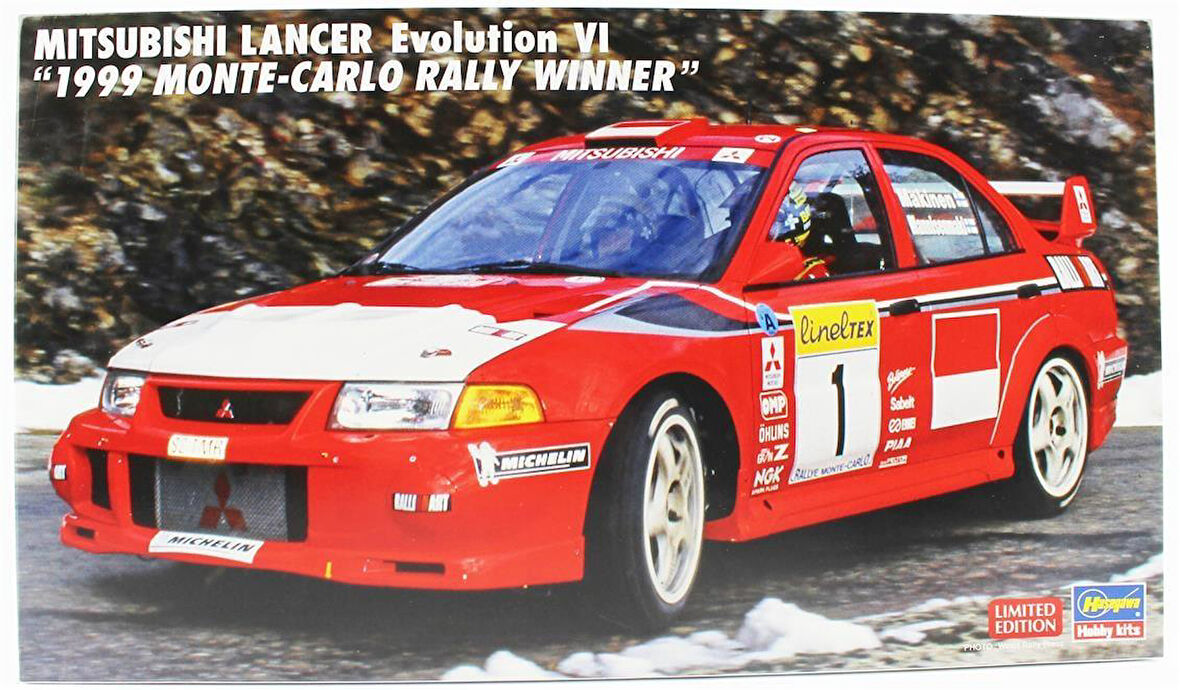 Hasegawa 20666 1/24 Ölçek, Mitsubishi Lancer Evolution VI (1999 Monte-Carlo Rally winner) (Limited Edition) Yarış Aracı Plastik