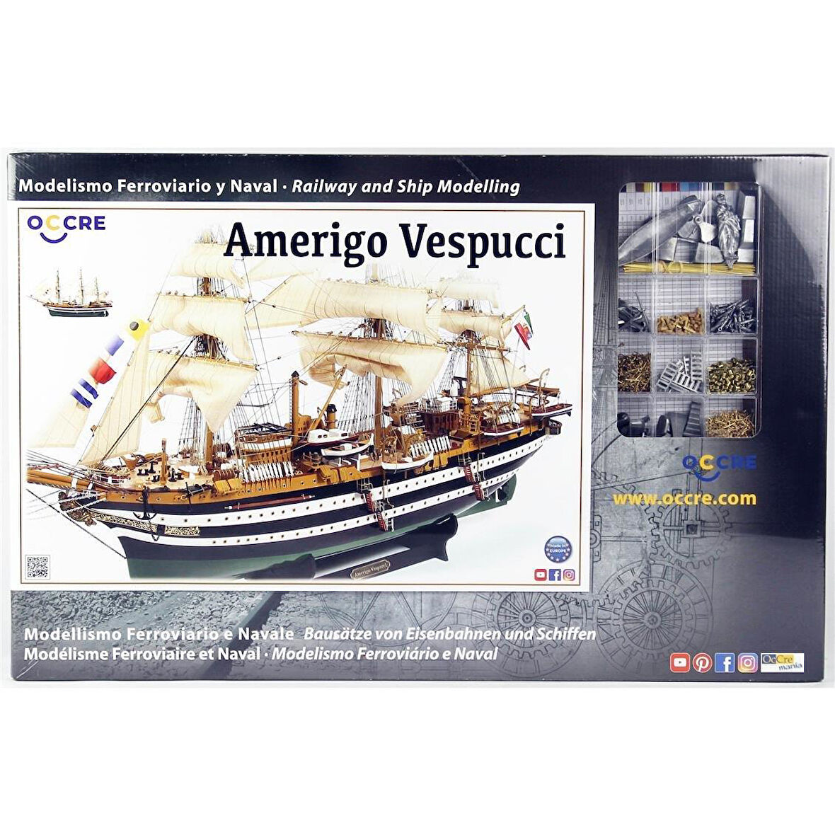 Occre 15006 1/100 Ölçek, Amerigo Vespucci, 98 cm. Yelkenli İtalyan Askeri  Eğitim Gemisi, Ahşap Model Kiti