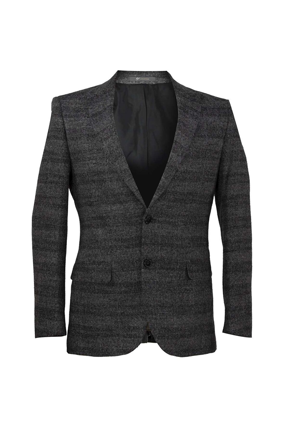 ERKEK GRİ SLIM FIT / DAR KALIP KIRLANGIÇ YAKA CEKET