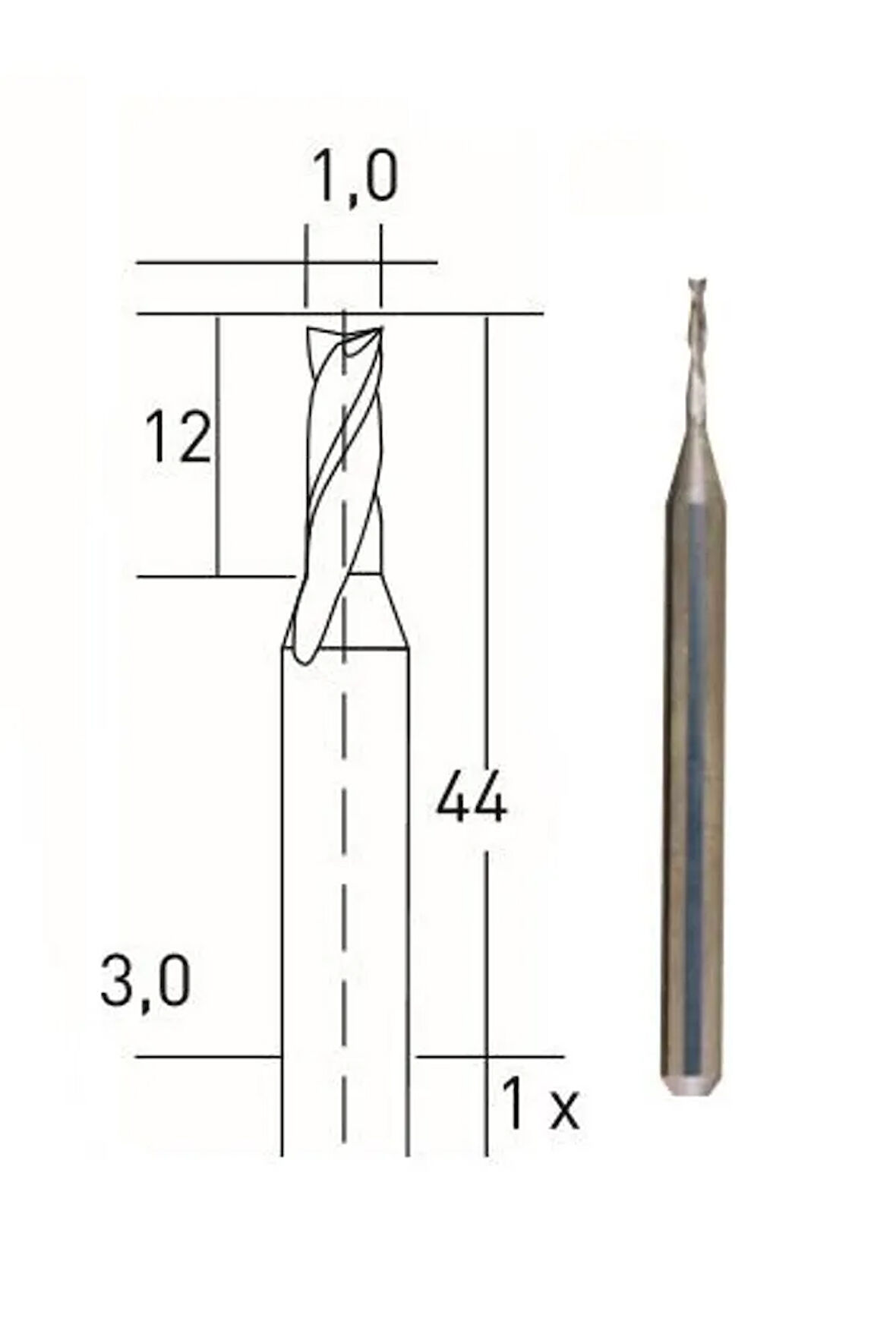 TUNGSTEN KARBÜRLÜ MATKAP VE FREZE UCU 1.0 mm