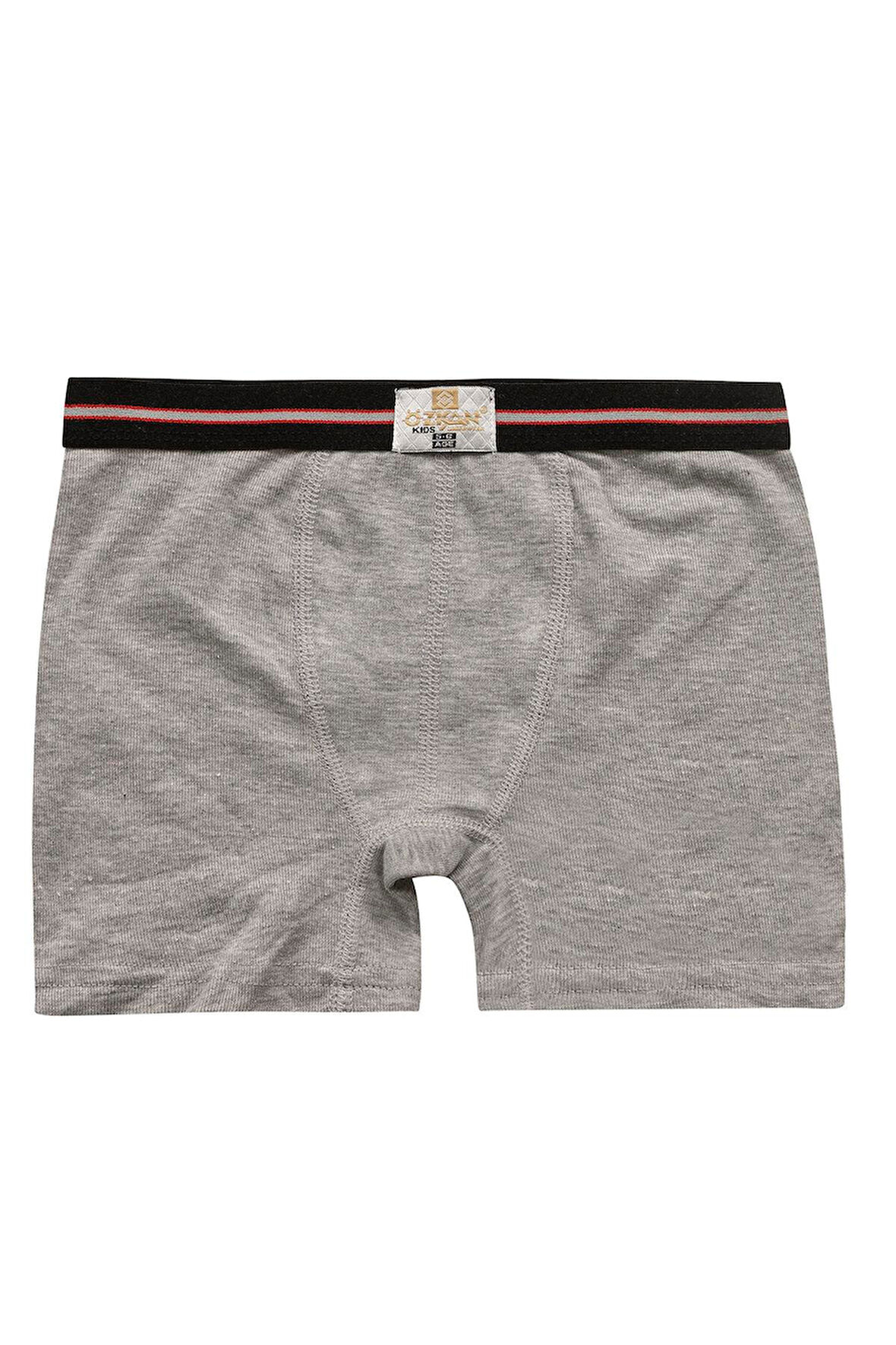 Erkek Çocuk %100 Pamuklu Esnek Yumuşak Boxer Şort | Gri Melanj K0711