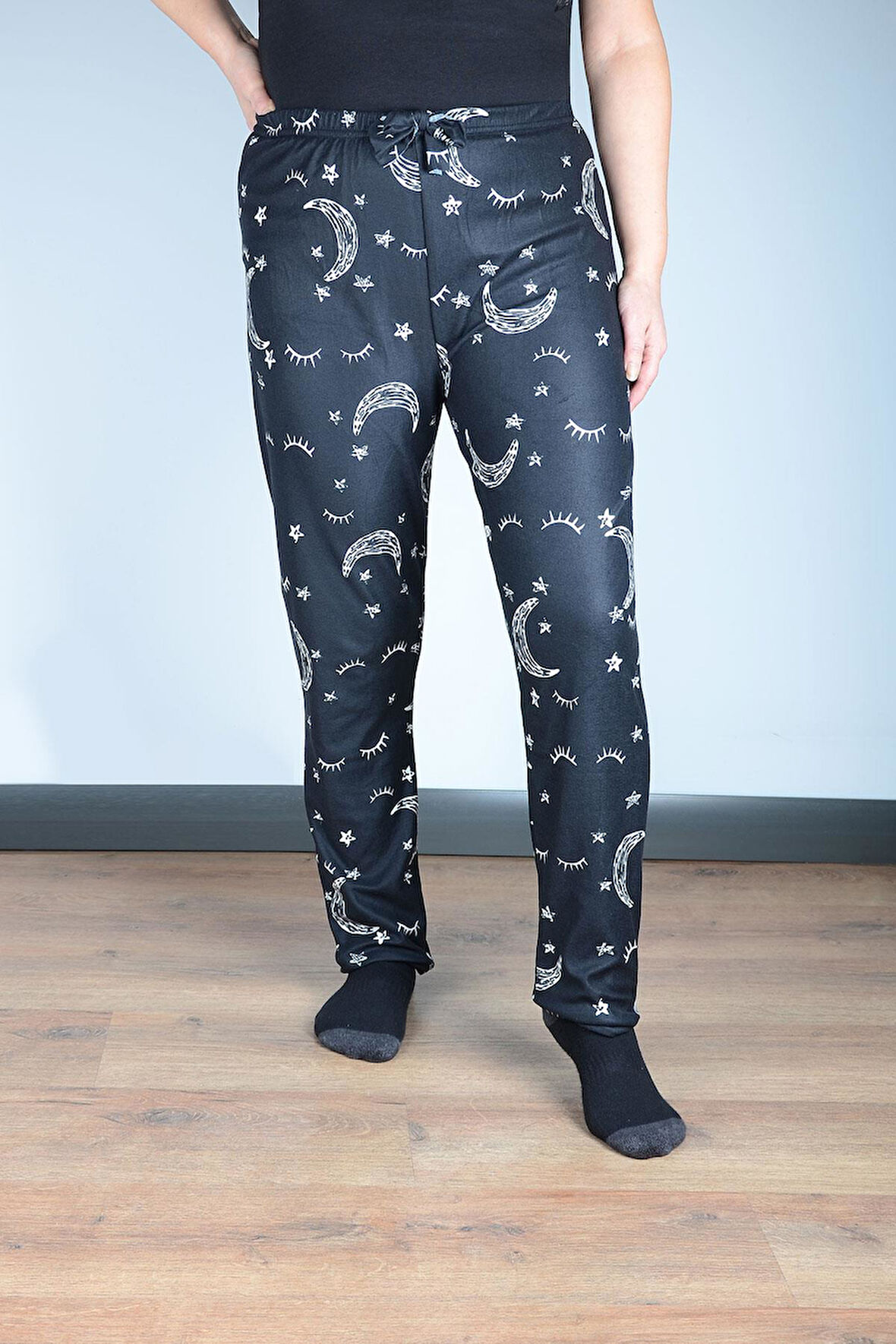 Kadın Süet Pijama Tek Alt | Ayyıldız Siyah