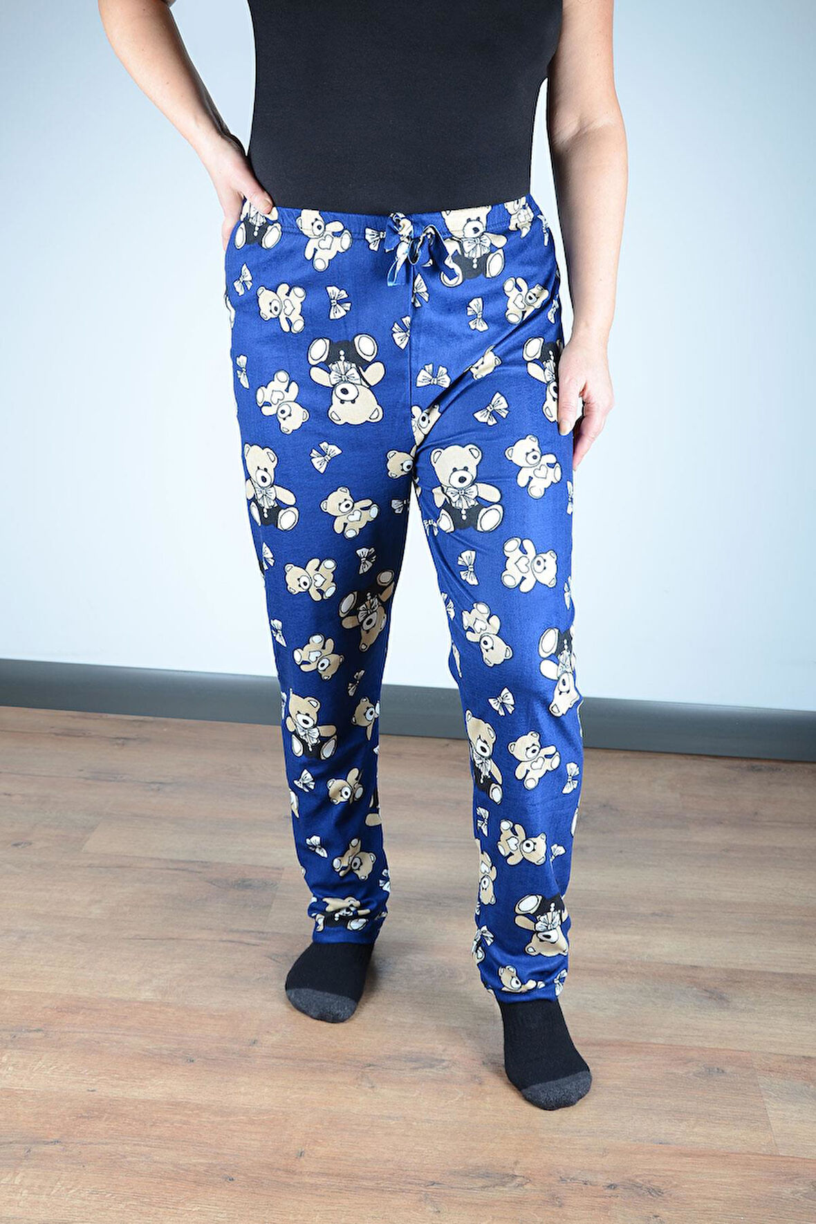 Kadın Süet Pijama Tek Alt | Mavi Ayıcık