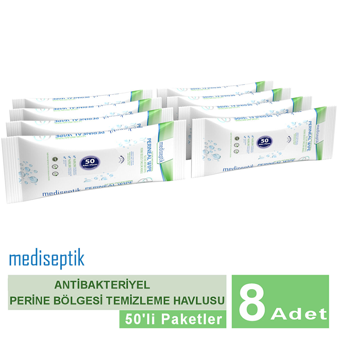 Mediseptik Antibakteriyel Perine Bölgesi Temizleme Havlusu 50 li x 8 adet