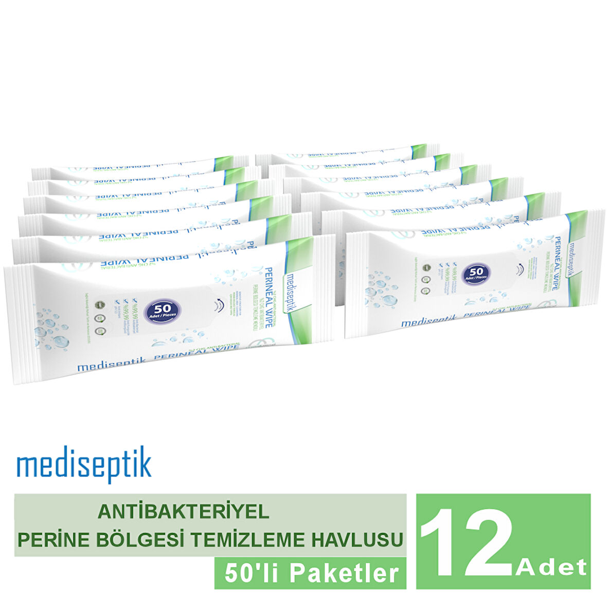 Mediseptik Antibakteriyel Perine Bölgesi Temizleme Havlusu 50 li x 12 adet