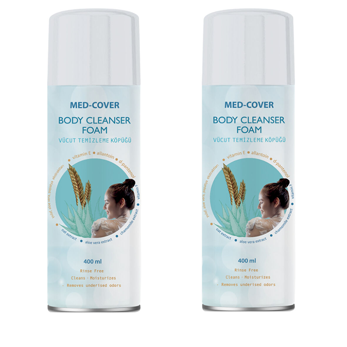 MED-COVER Vücut Temizleme Köpüğü Aerosol 400 ml x 2 adet