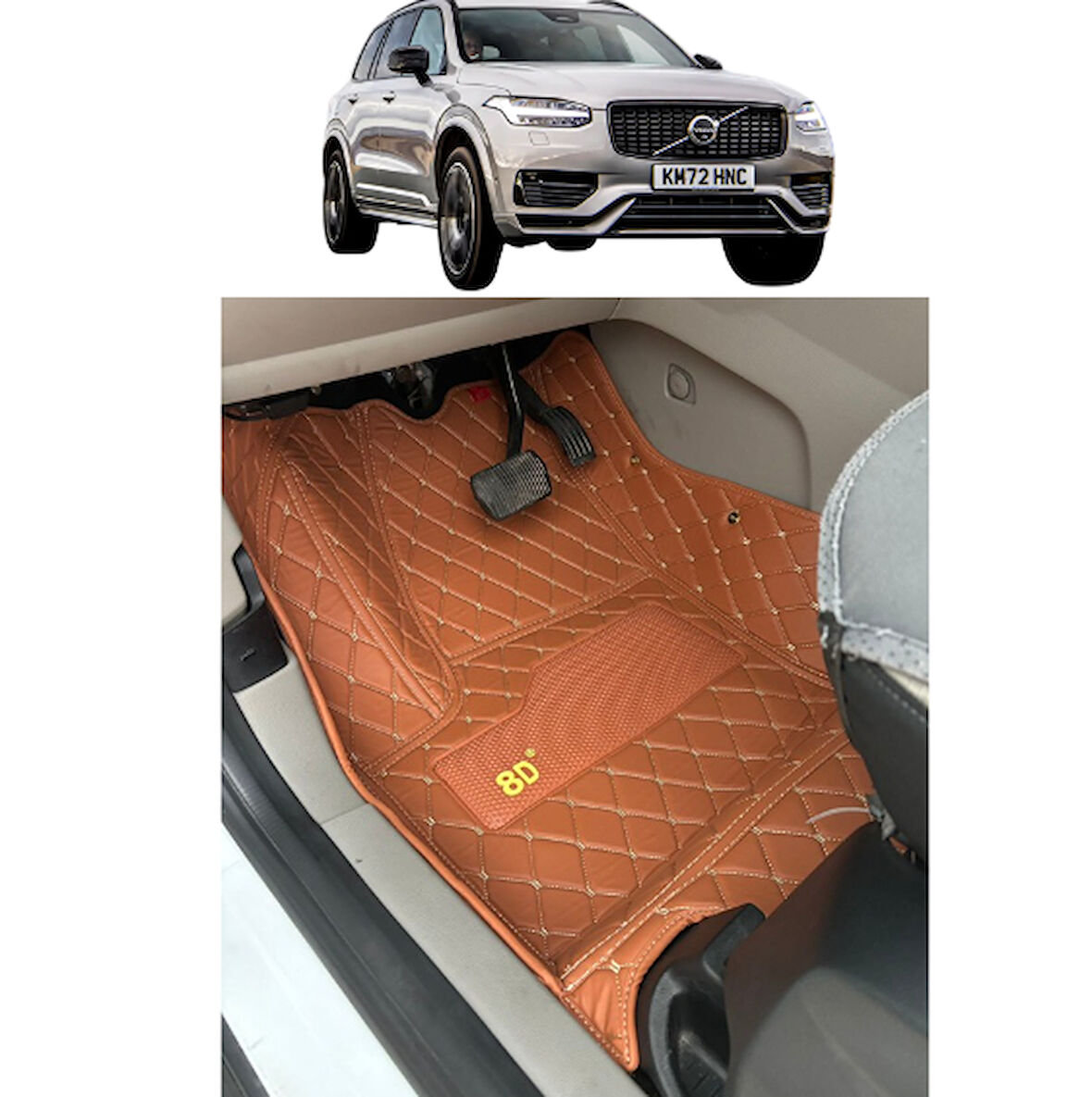 Volvo Xc90 2015-2024 Arası 5 Kişilik Araca Özel 8D Havuzlu Paspas Takımı