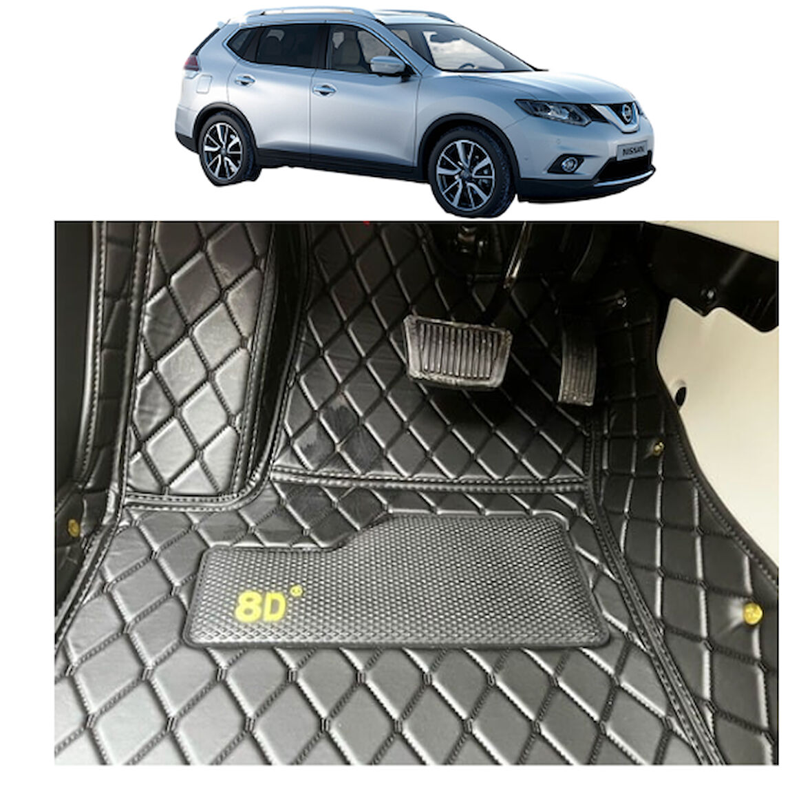 Nissan X-Trail 2014-2021 Arası Aracına Özel 5 Kişilik 8d Tek Katmanlı Havuzlu Paspas Takımı