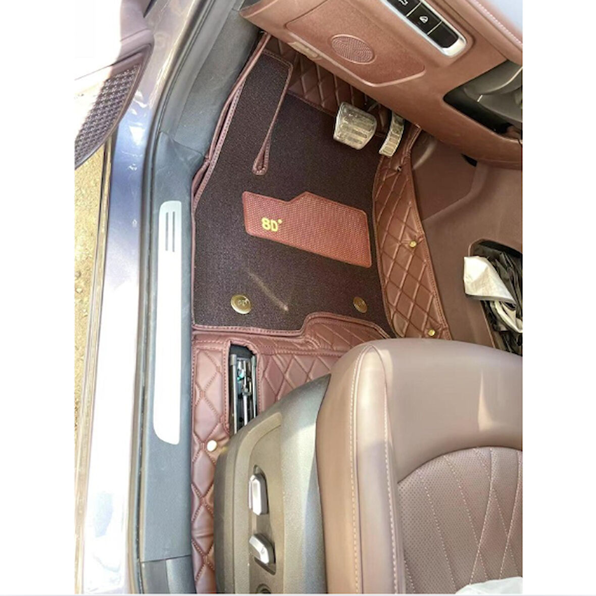 Chery Tiggo 8 Pro Max Aracına Özel 8d Çift Katmanlı Havuzlu Paspas Takımı (Koyu Kahverengi - Düz)