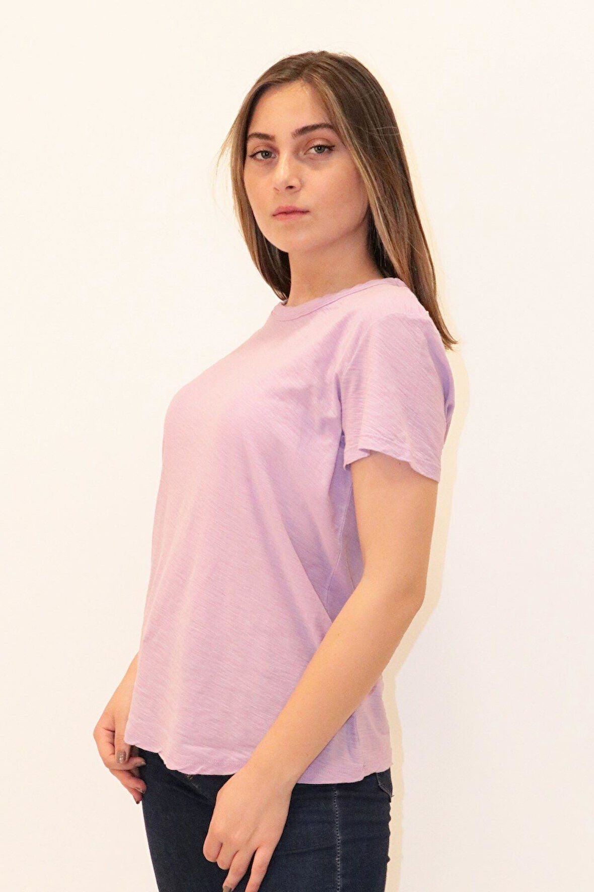 Rich Kadın Organik Bisiklet Yaka T-shirt %100 Pamuk Tişört