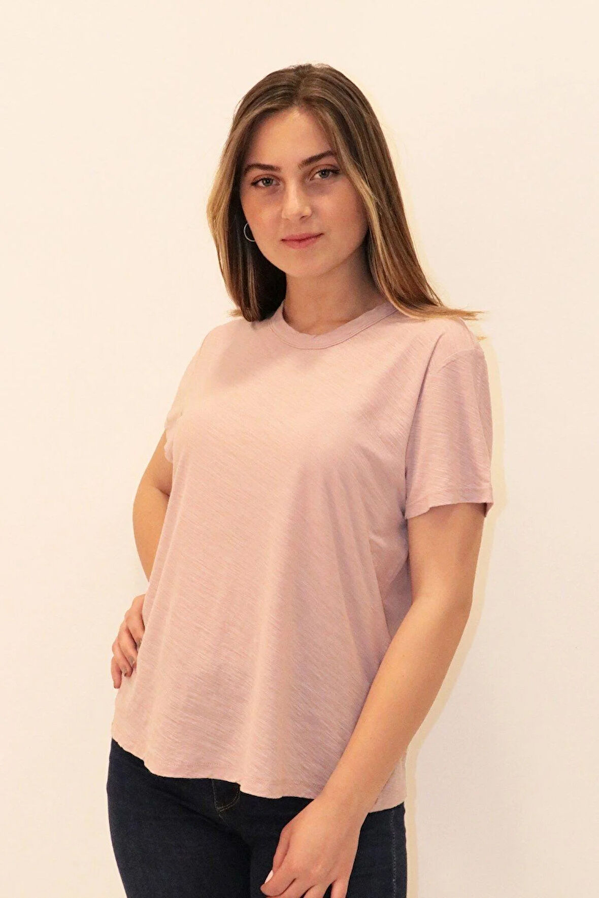 Rich Kadın Organik Bisiklet Yaka T-shirt %100 Pamuk Tişört