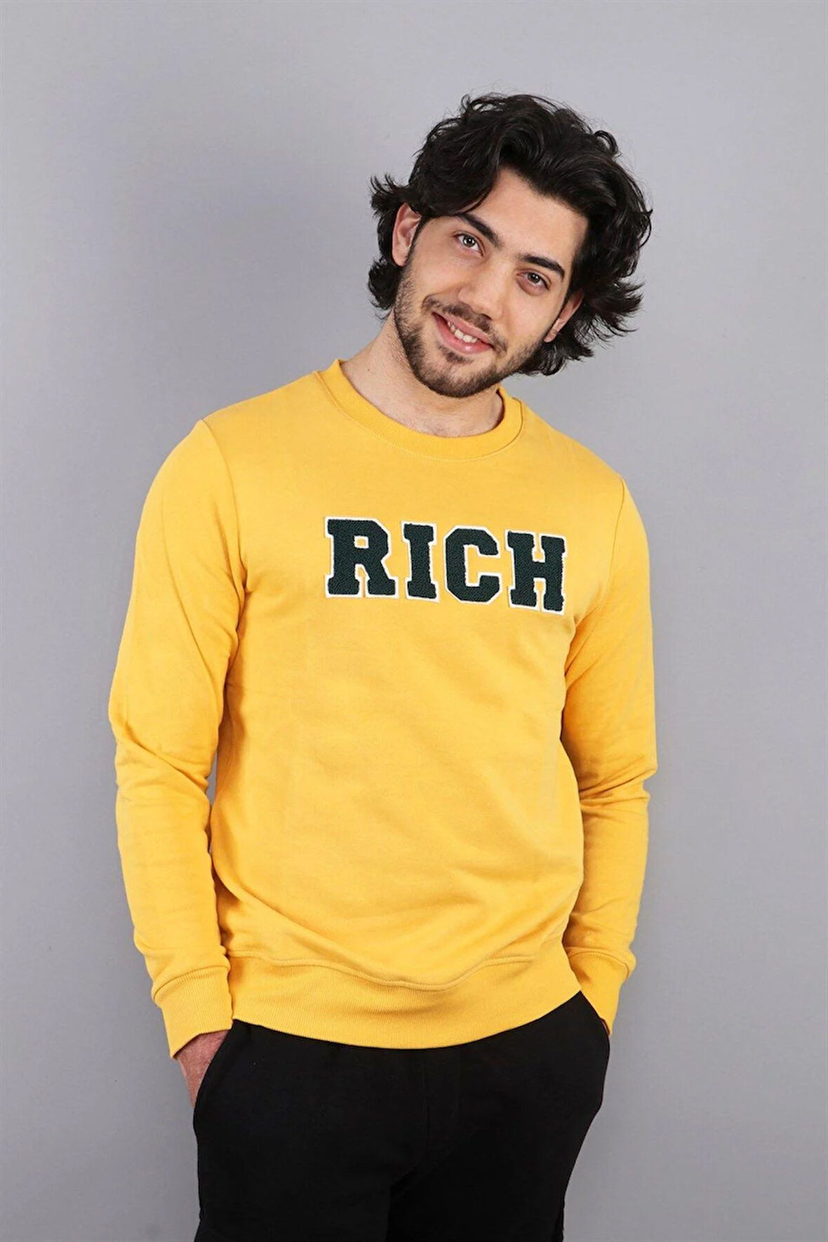 Hardal Erkek Baskılı Sweatshirt