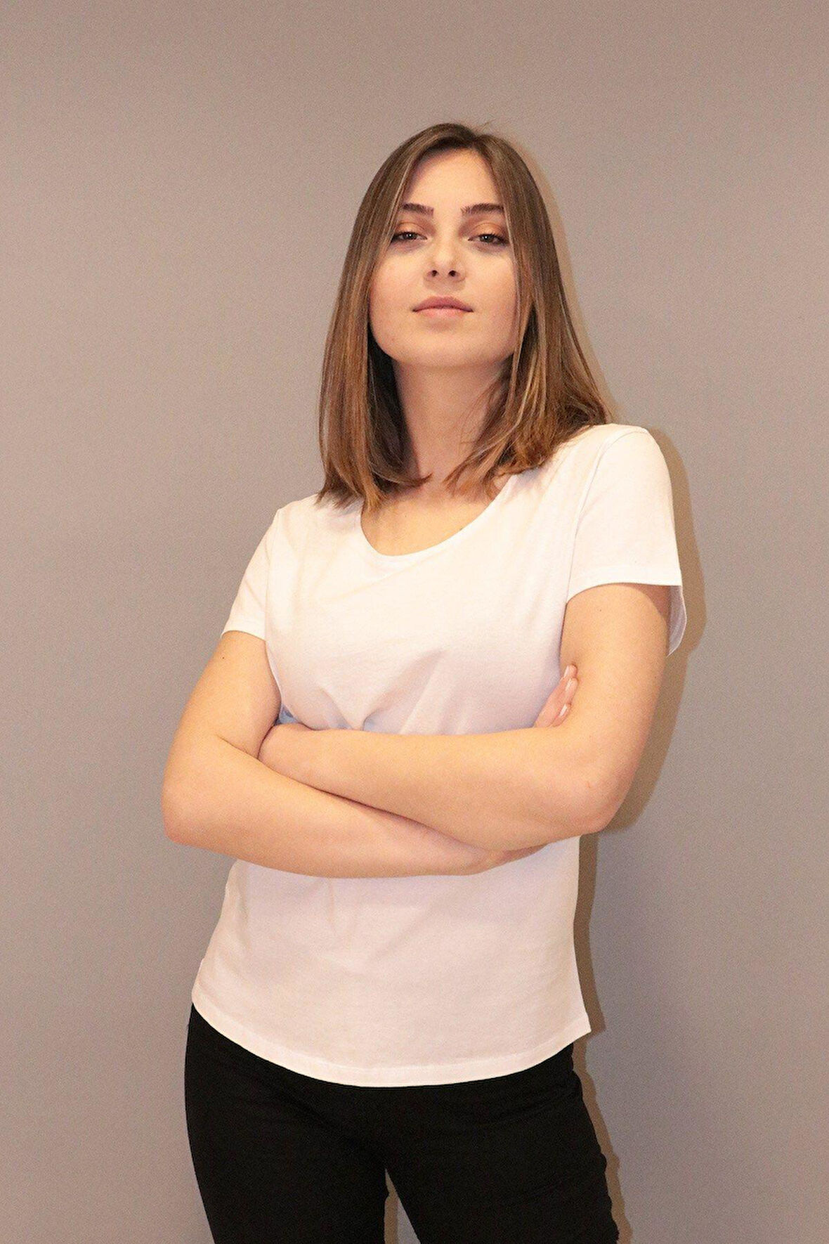 Rich Kadın Bisiklet Yaka T-shirt %100 Pamuk Tişört