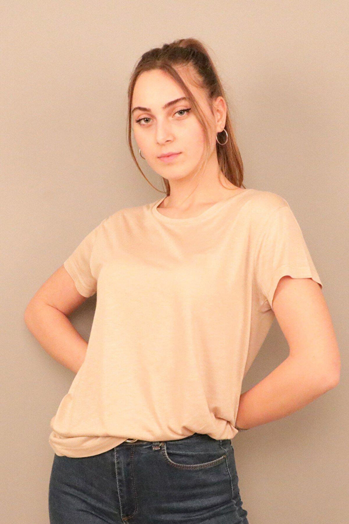 Rich Kadın O Yaka T-shirt %100 Pamuk Tişört