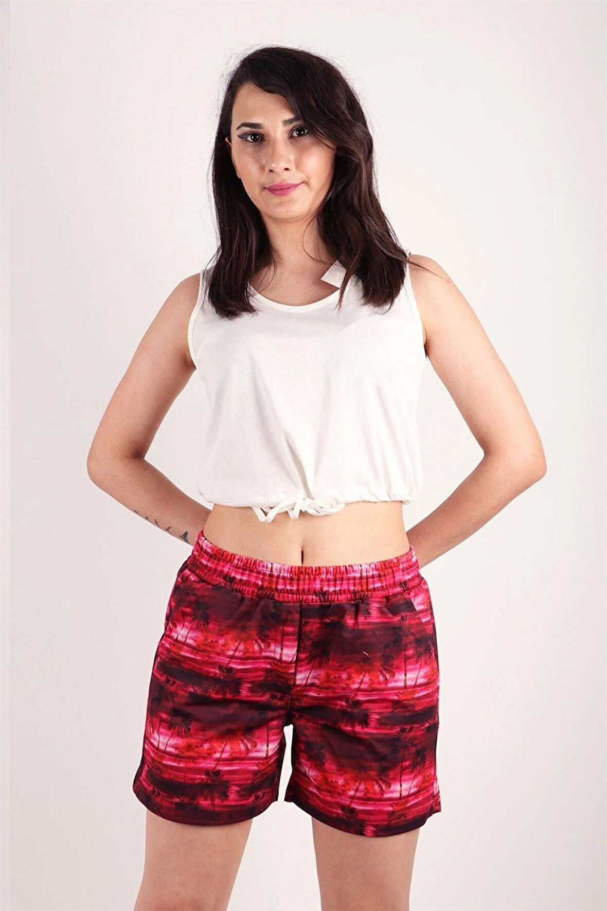 Kadın Desenli Kısa Şort