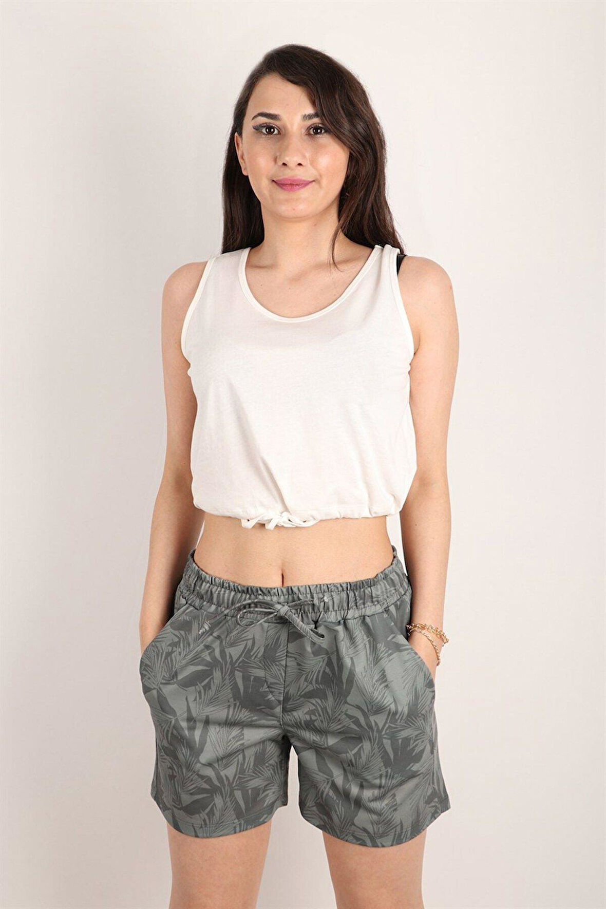 Kadın Desenli Kısa Şort