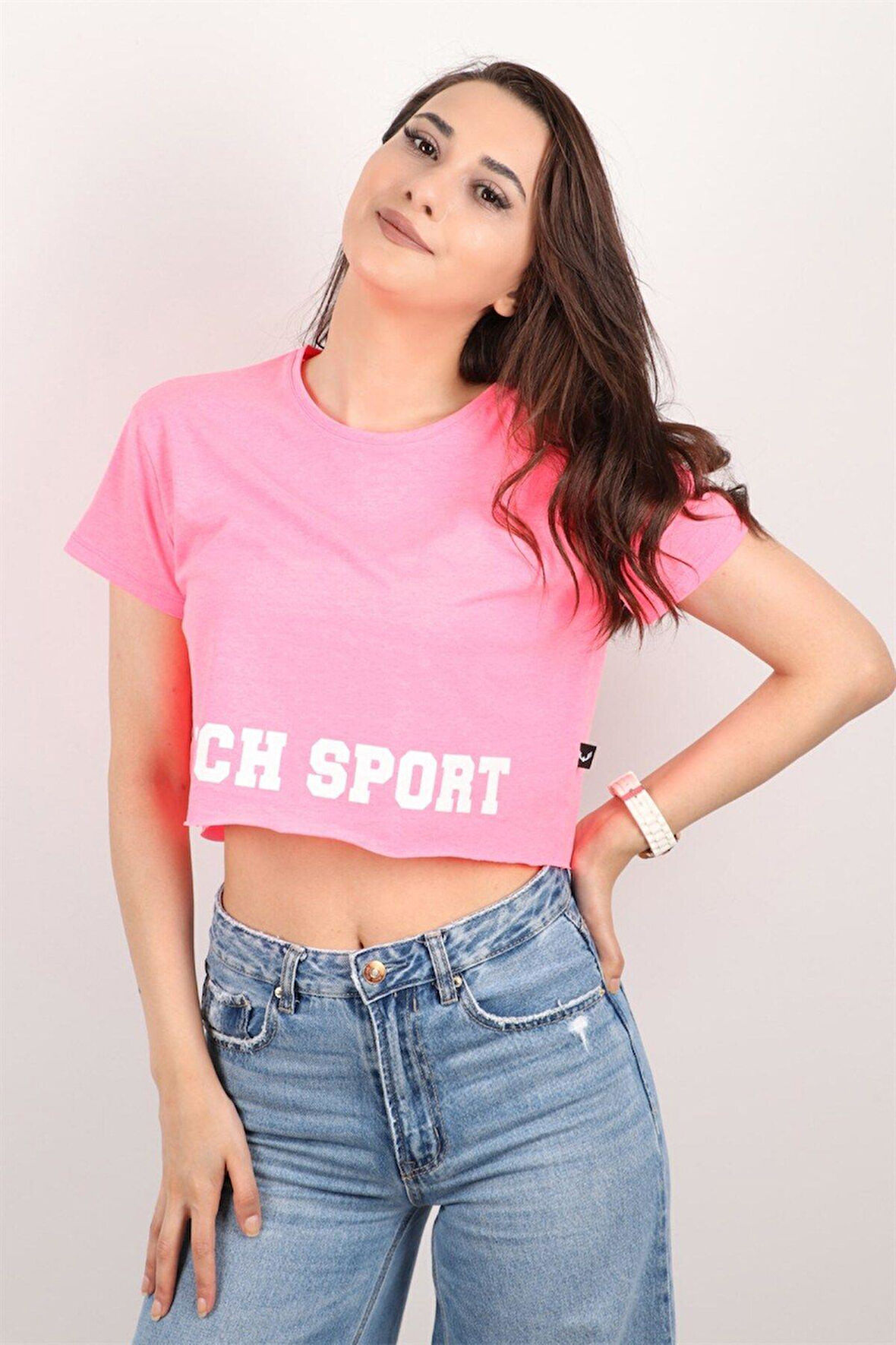 Kadın Kısa Kollu Crop Bluz