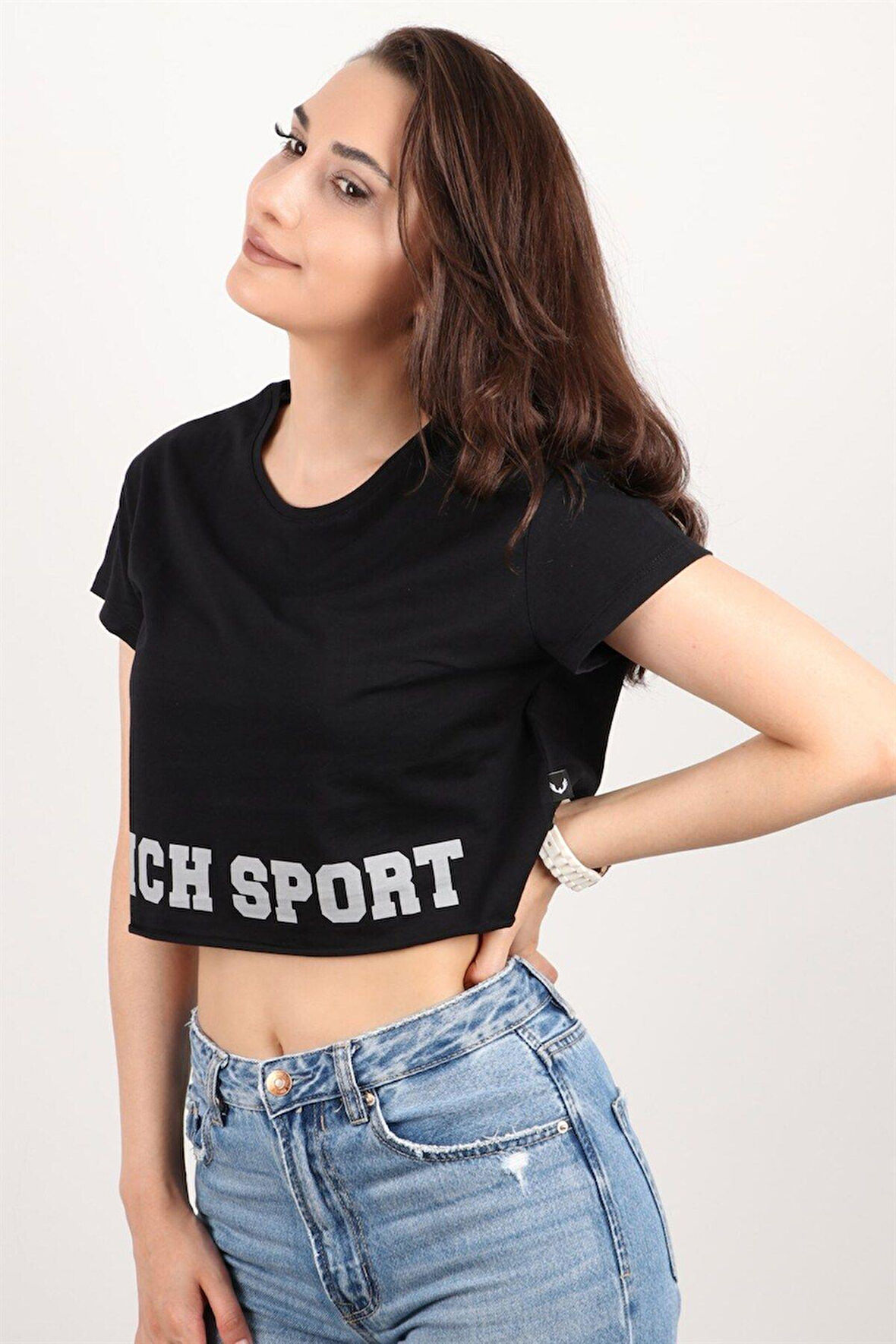 Kadın Kısa Kollu Crop Bluz