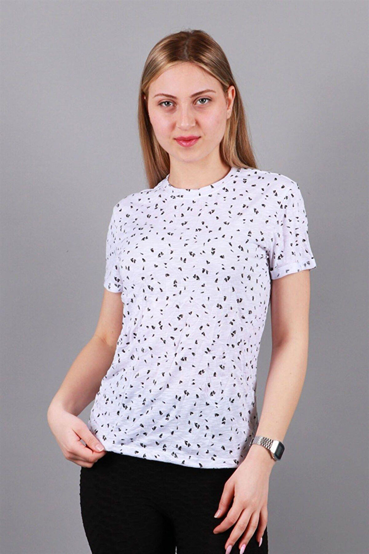 Kadın Bisiklet Yaka T-shirt Tşört