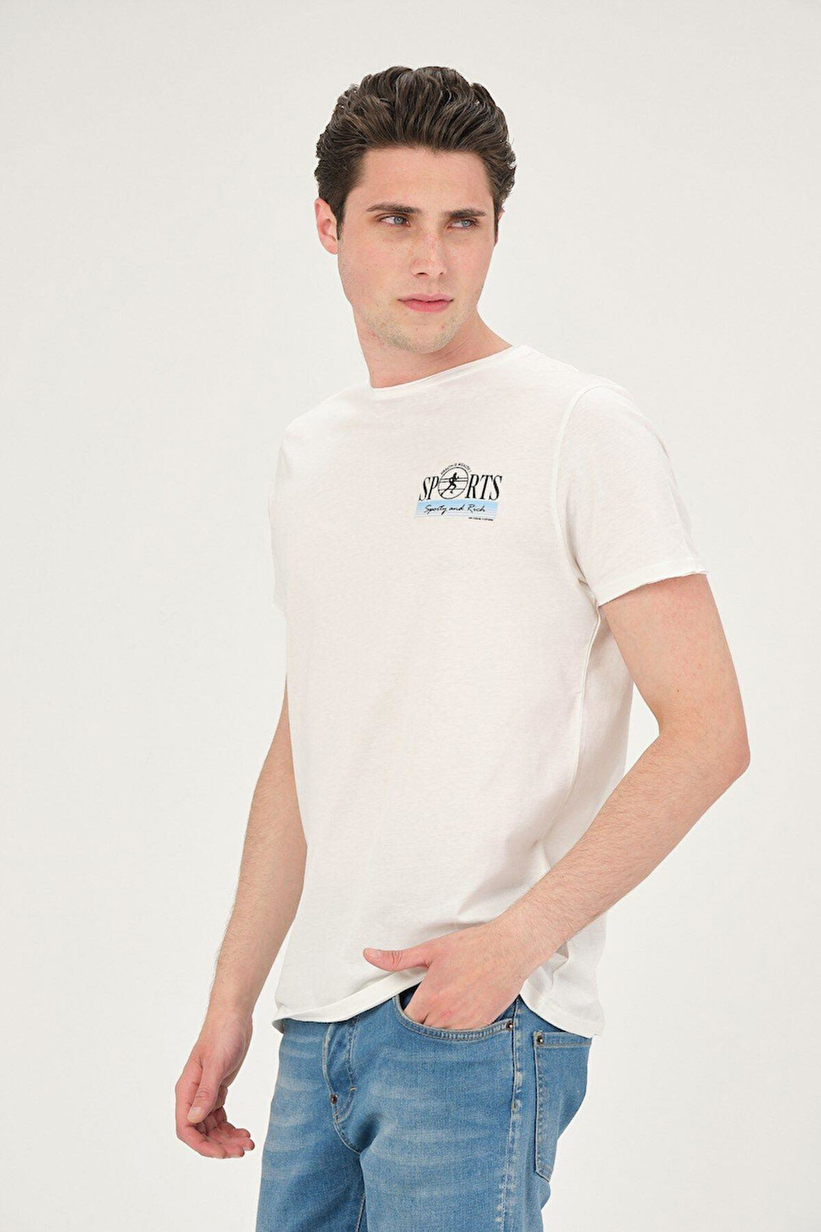 Erkek Yıkamalı Basic T-shirt Tişört %100 Pamuk Tişört