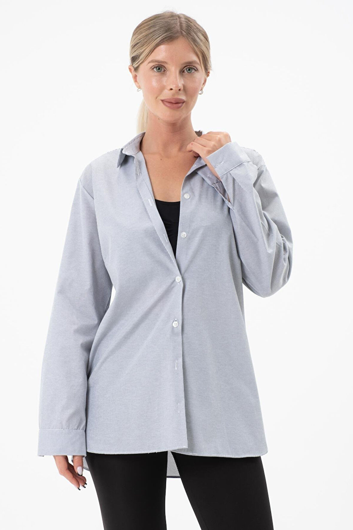 Kadın Desenli Düz Renkli Gömlek