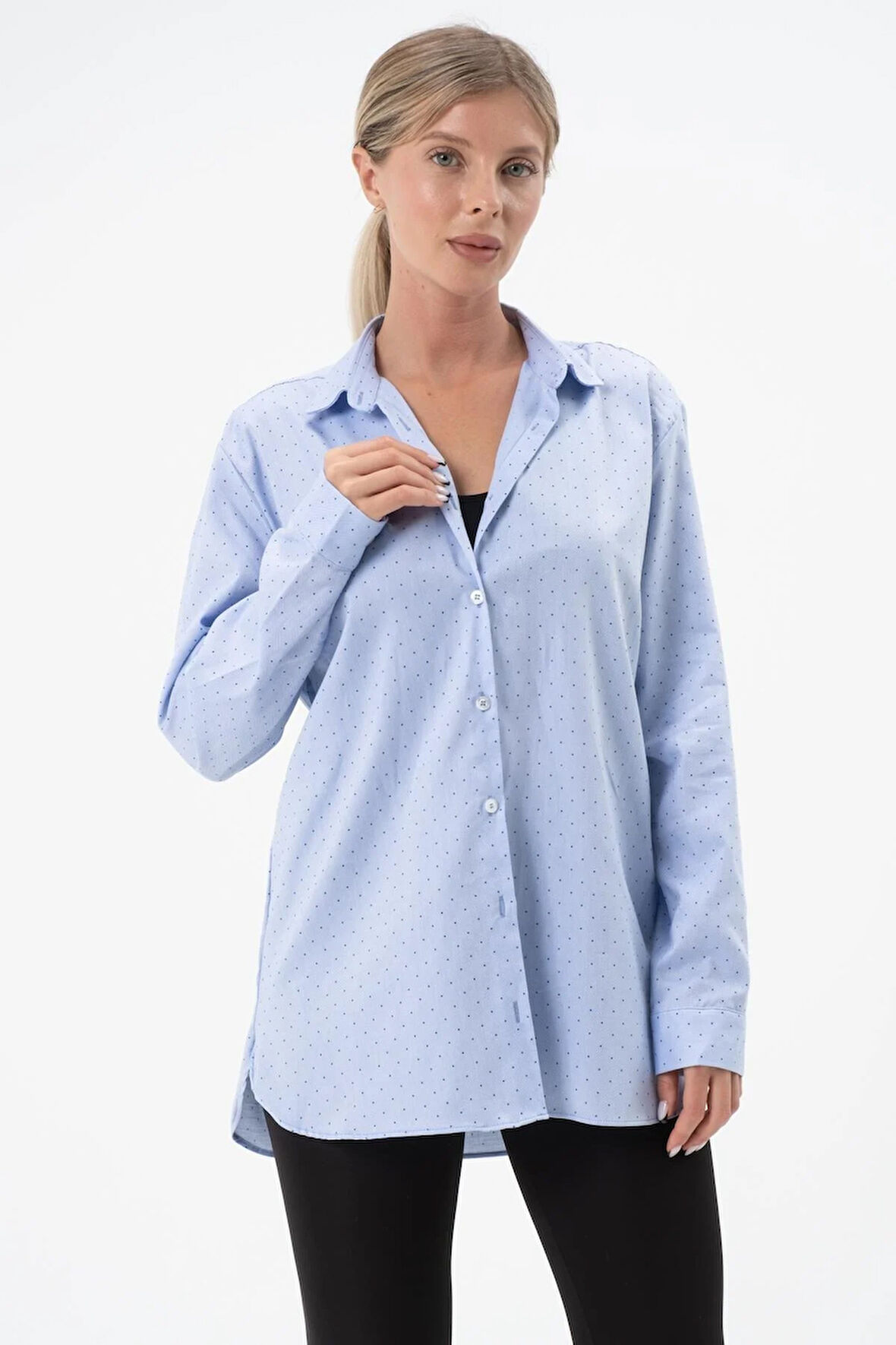 Kadın Desenli Düz Renkli Gömlek